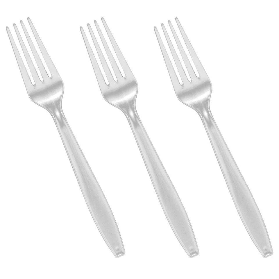 Plastic Cutlery Set Clear Heavy Duty Reusable Spoons Forks Knives Mix Tithe