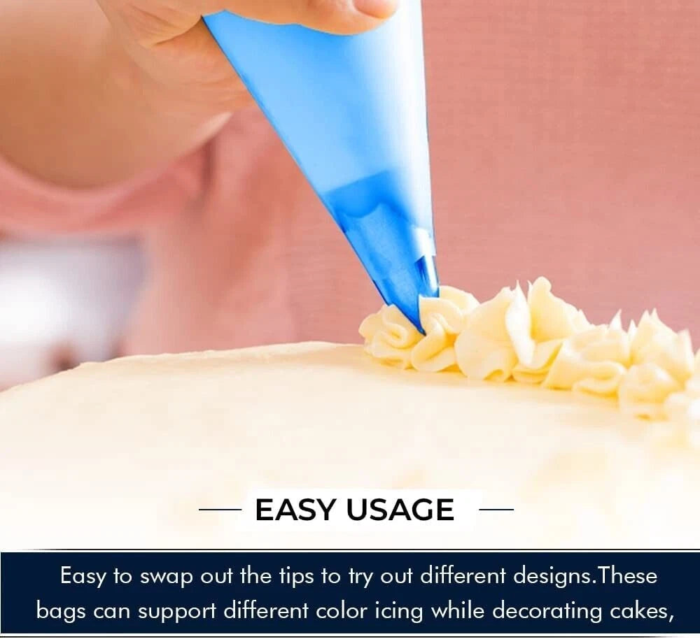 Disposable Icing Piping Bags Blue Sticky Savoy Cake Decoration Pastry Bag 21"