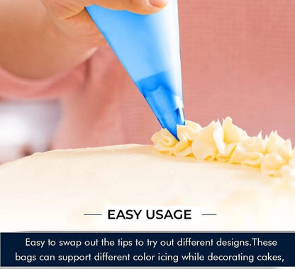 Disposable Icing Piping Bags Blue Sticky Savoy Cake Decoration Pastry Bag 21"