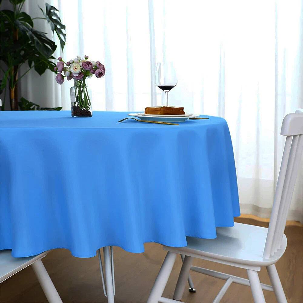 Plastic Table Cloth Reusable Waterproof Wipeable Baby Blue Table Cover 84"