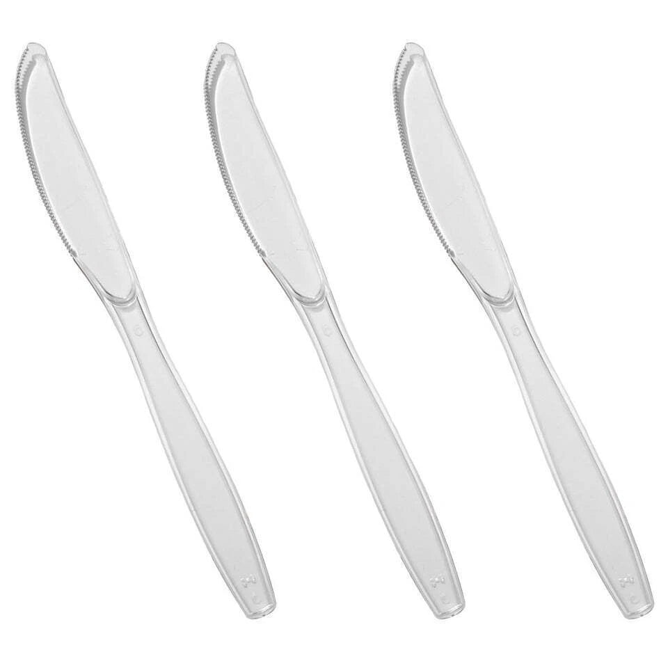 Plastic Cutlery Set Clear Heavy Duty Reusable Spoons Forks Knives Mix Tithe