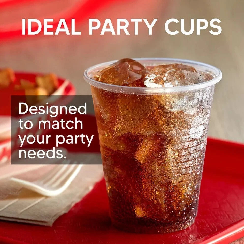 Reusable Plastic Cups Clear Vending Water Drinking Parties Catering Weddings 7oz