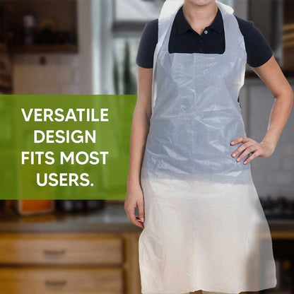 Disposable Plastic Apron White PPE Waterproof Apron 300pcs 45" x 27"