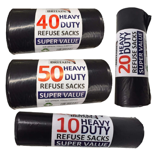 Bin Liner Bags Black Wastage Rubbish Refuse Sacks 14" x 32" x 30" 20mu 50ltr