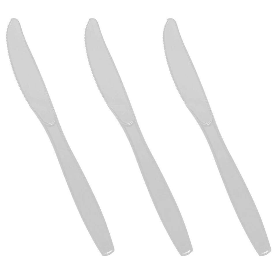 Plastic Cutlery Set White Heavy Duty Reusable Spoons Forks Knives Mix