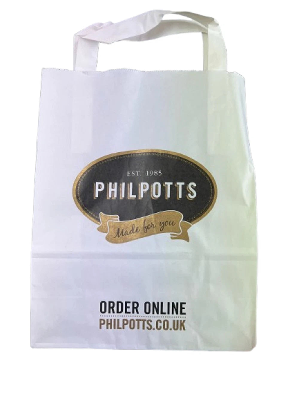 Paper Bags with Flat Handle White Philpotts Printed Kraft Shopping Bag 7" x 9"