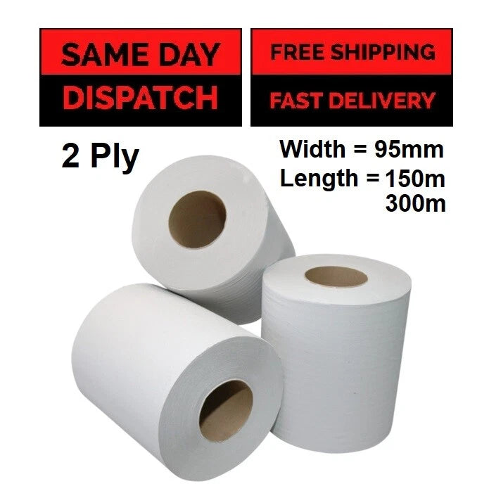 Toilet Paper Roll White Jumbo Industrial Toilet Tissue Roll 2Ply 95mm 120m-300m