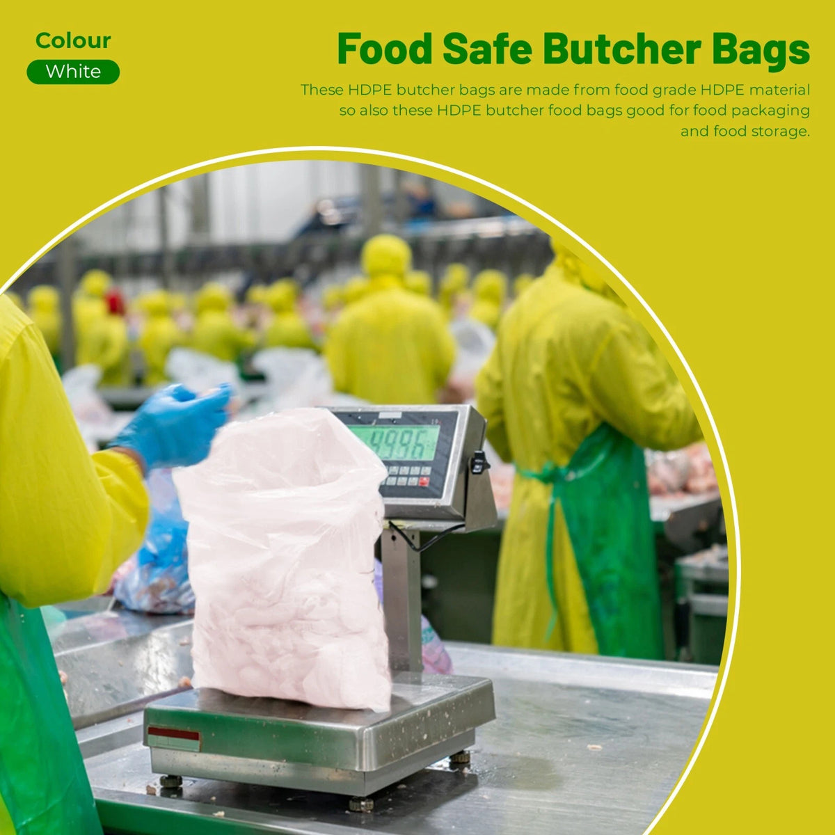 5000 x White HDPE Counter Bags for Meat Storage Freezing - All Sizes