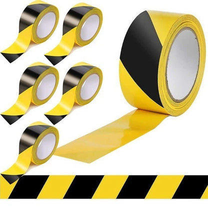 6 x Floor Marking Tape Hazard Warning Black & Yellow Caution Tape 50mm x 33m