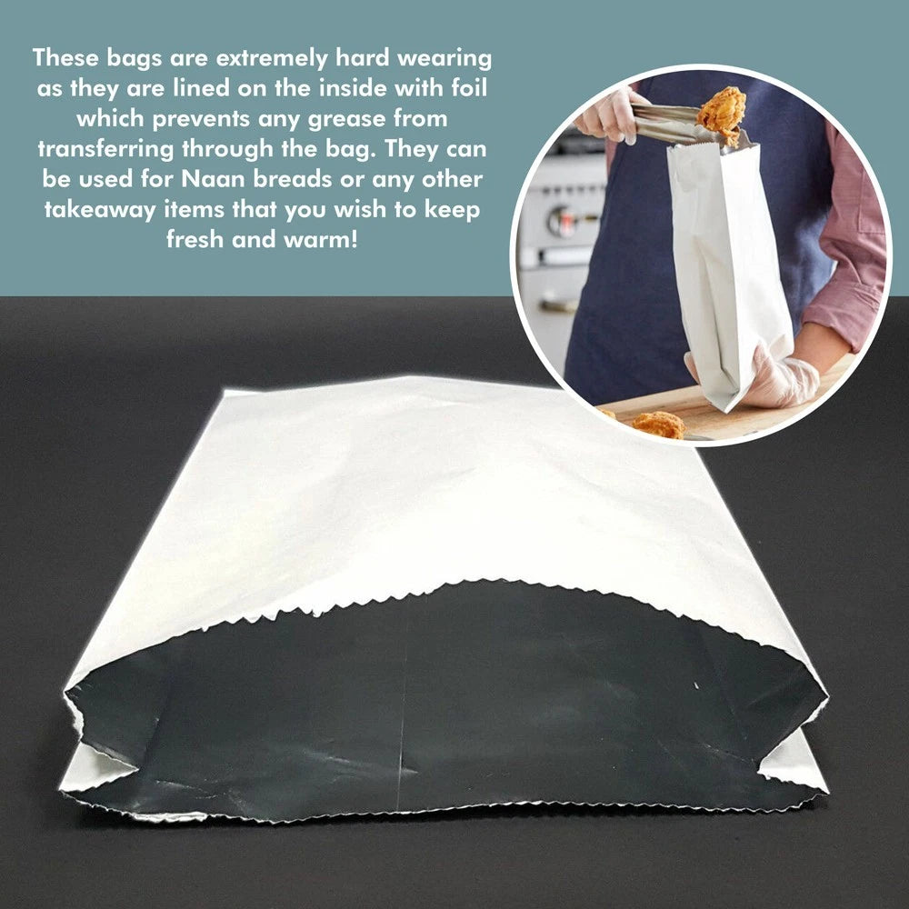 Foil Lined Nan Bags Insulated Foil Food Paper Bags - 7" x 9" x 12"