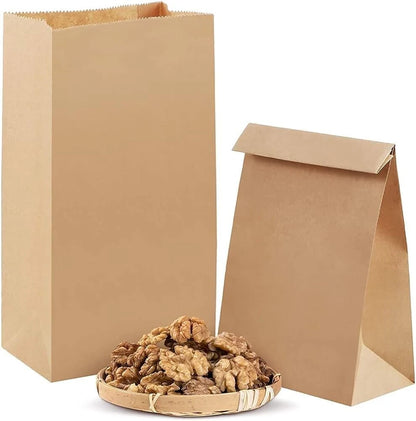 Kraft Food Paper Bags Without Handle 7" x 3" x 2" Brown Takeaway Carrier Bag