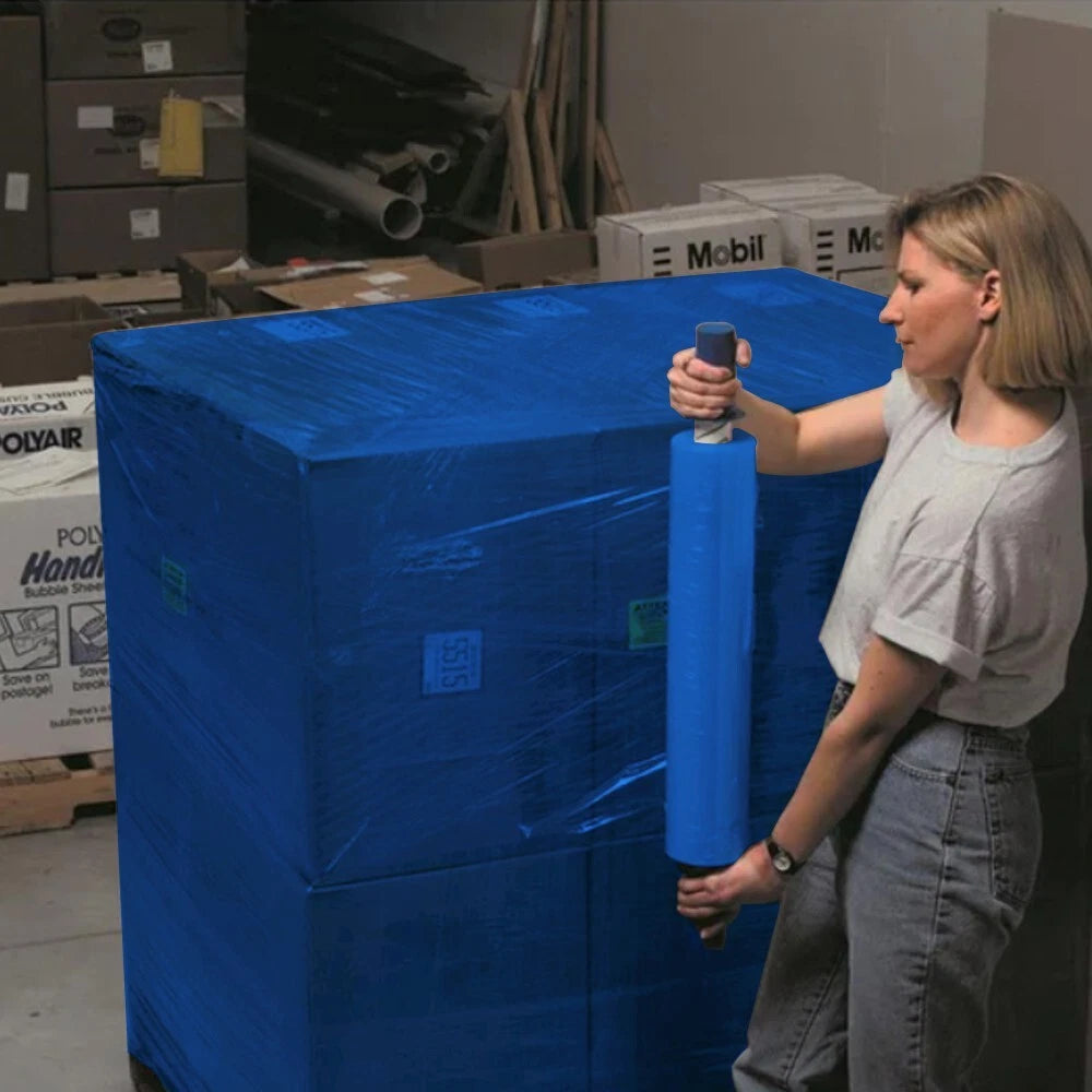 6 x Pallet Stretch Shrink Wrap Blue Wrapping Film Extended - 400mm x 250m 23mu