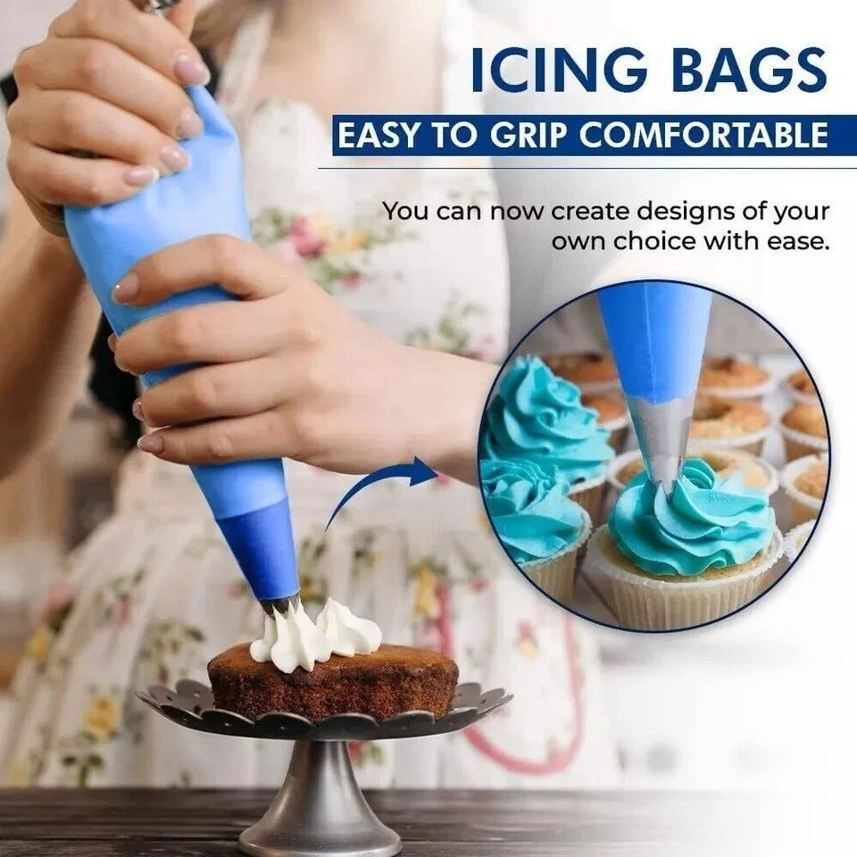 50 x Disposable Icing Piping Bags Blue Non Sticky Cake Decoration Bag 21"