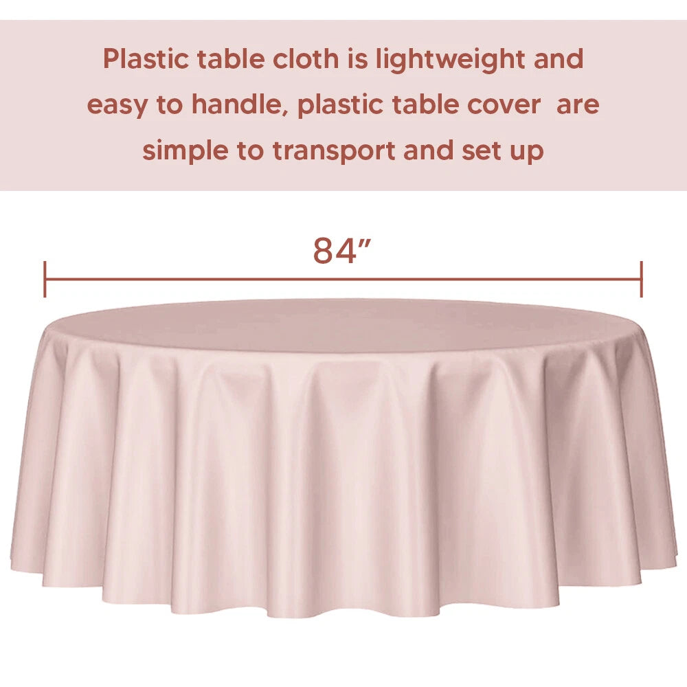 Plastic Table Cloth Reusable Waterproof Wipeable Pink Table Protector Cover 84"