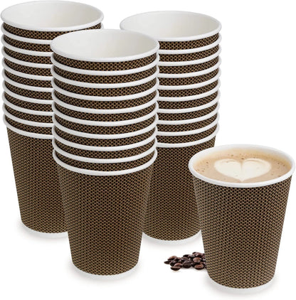 Gold Ripple Wall Disposable Brown Coffee Paper Cups 4oz & 8oz