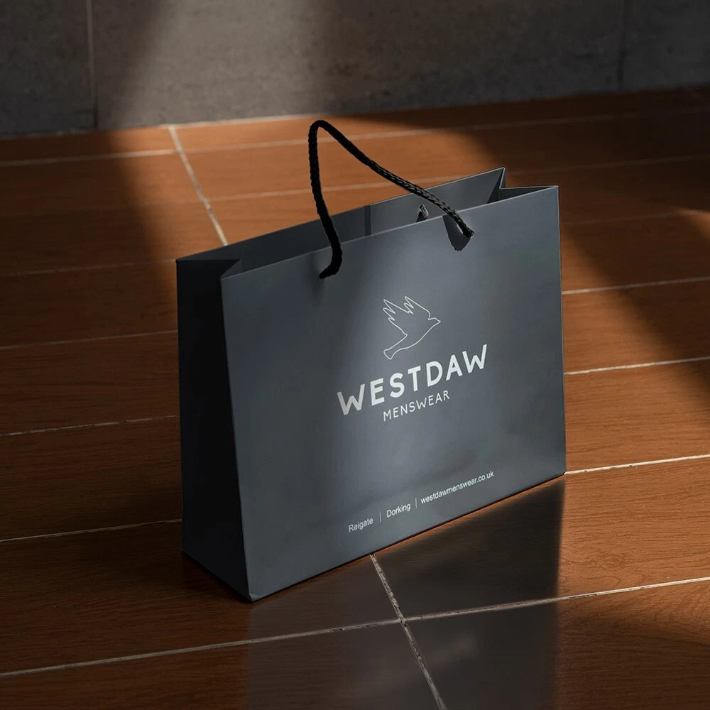 100 x Clothes Paper Bags with Rope Handles Westdaw Mens Wear 40cm x 32cm x 10cm
