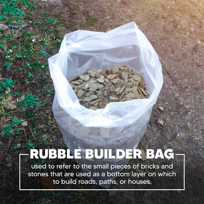 Clear Heavy Duty Rubble Sacks Construction Builder Bags 20" x 30" 500 Gauge