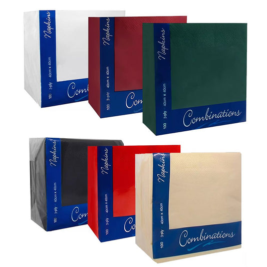 Disposable Paper Napkins Combination Serviettes Tissue Paper for Catering Supply Party Tableware - 40cm x 40cm 3Ply