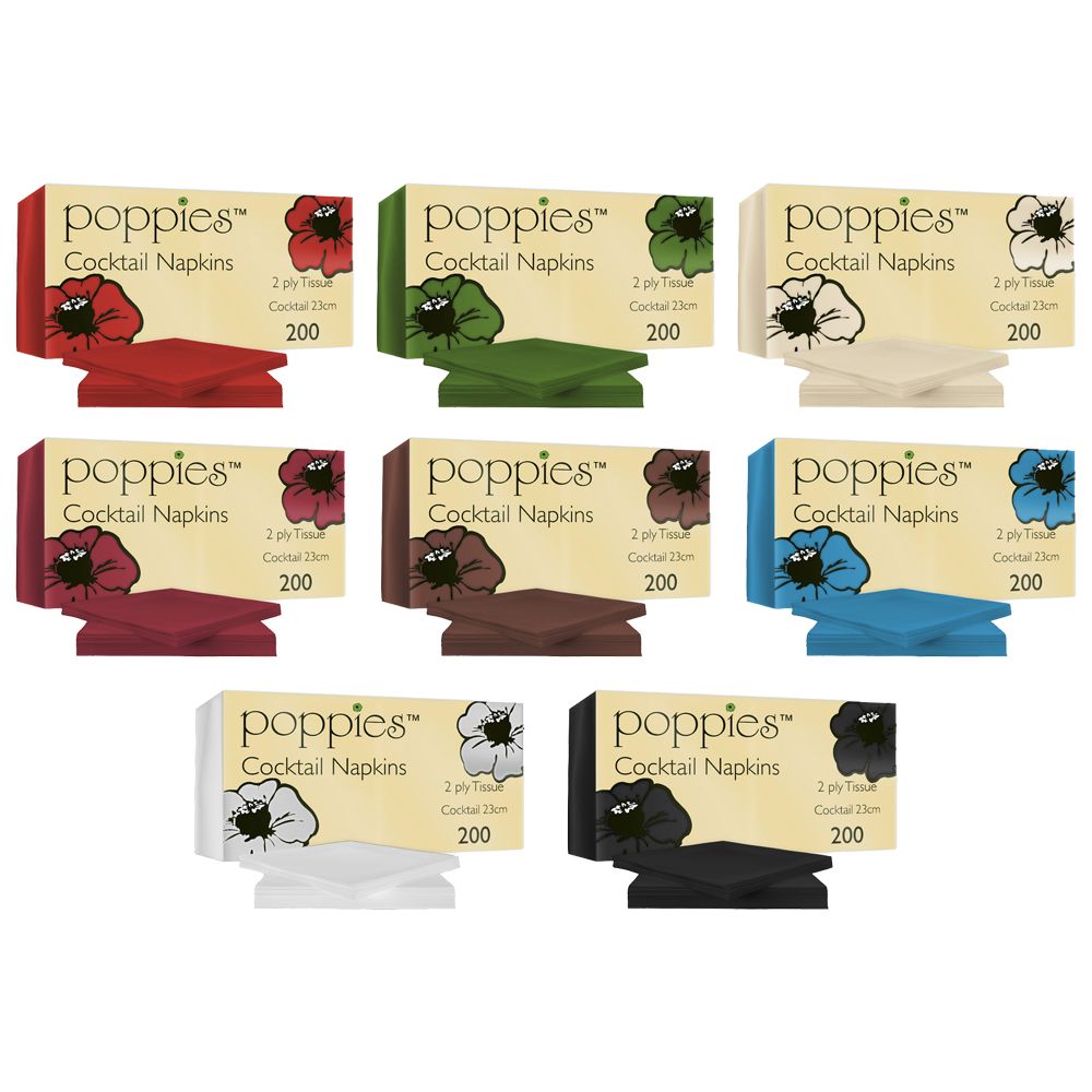 Disposable Cocktail Paper Napkins Serviettes Tissue Paper for Catering Supply Party Tableware - 24cm x 24cm 2Ply