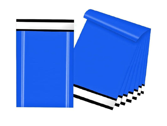 10" x 14" Blue Polythene Mailing Bags – Self-Seal Postal & Parcel Delivery Mailers, Lightweight & Tear-Resistant