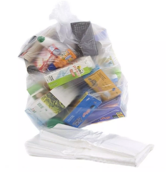 Wheelie Clear / Black Bin Liner Bags 30" x 46" x 54", 150 Gauge