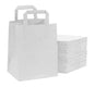 White Paper Bags with Flat Handle Kraft Shopping Carrier Bags - S / M / L / XL Sizes Available