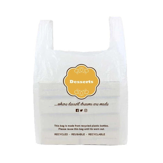 400x Dessert Vest Carrier Bags 11" x 17" x 23" for Takeaway Desserts & Chocolates