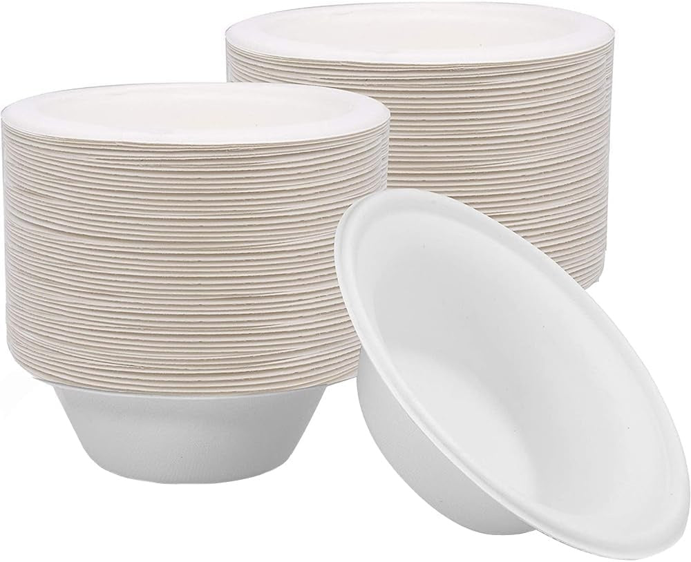 White Biodegradable Bagasse Bowls - 6oz (180ml)