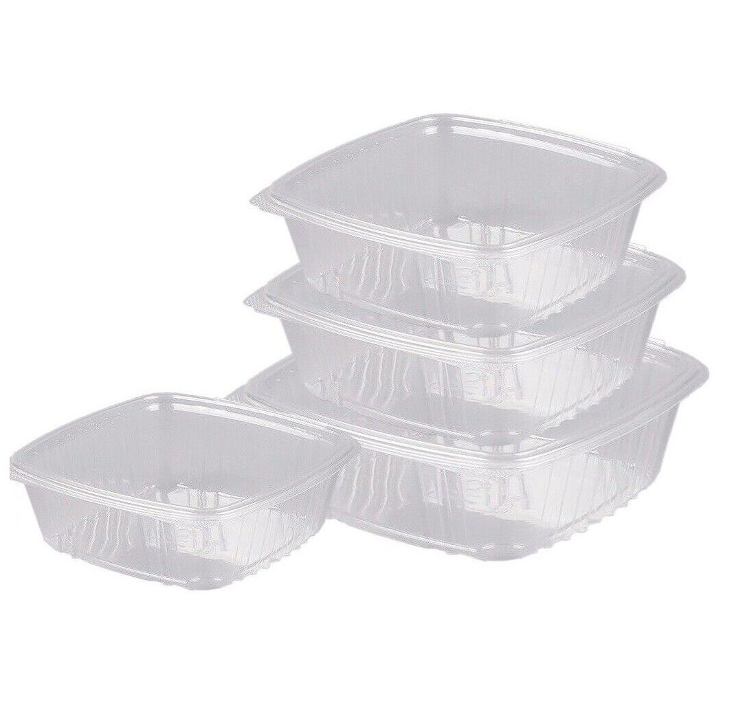 Reusable Plastic Hinged Lid Salad Containers - Select Size