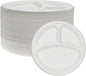 100x 3 Compartment Plastic Plates Reusable Plastic Dinner Section Plate - 10" (26cm)