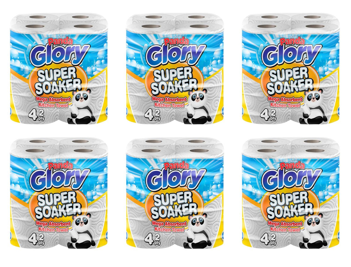 24 x Panda Glory Mega Roll Super Absorbent Kitchen Towel Roll 2Ply White Embossed Roll