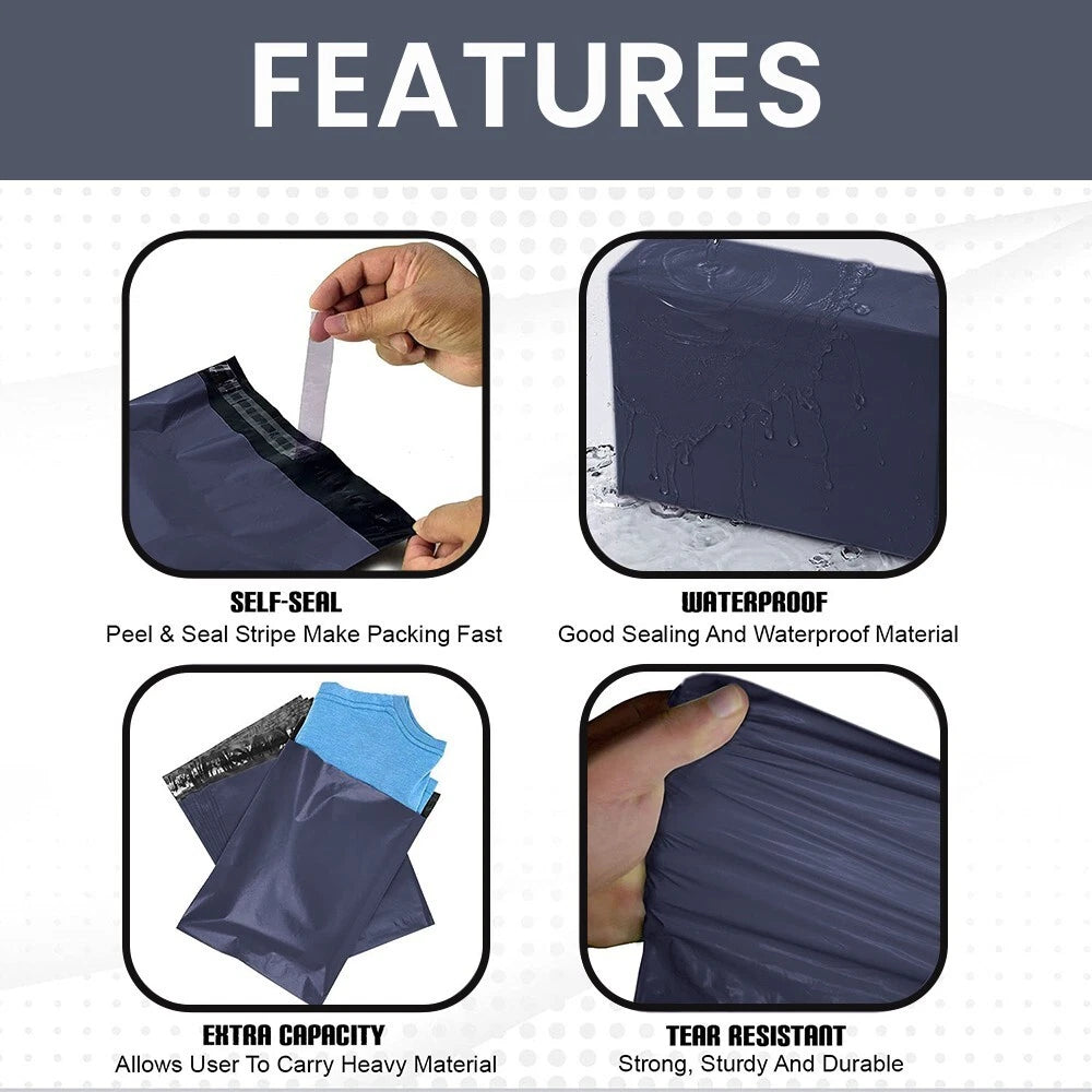 80,000 x Dark Grey Mailing Bag Misprinted Postage Mailers 8" x 12" (Full Pallet)