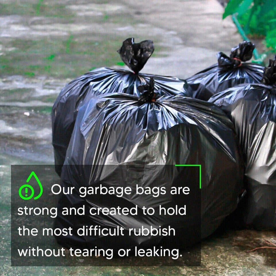 5 x Bin Liner Bags Black Rubbish Refuse Sacks 20 Bags per Roll 18" x 39" x 34"