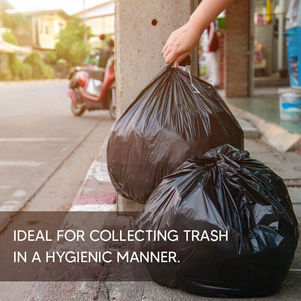 50 x Bin Liner Bags 18" x 29" x 39" 200Gauge (90ltr) Black Rubbish Waste Bin Bag