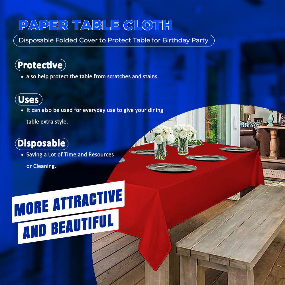 Disposable Paper Table Cover 90cm x 90cm for Parties Catering Weddings Camping