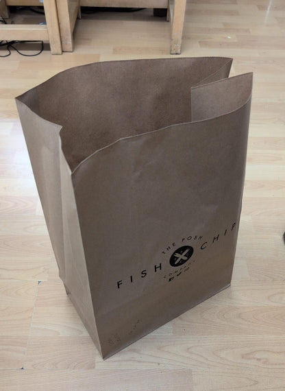 120 x Strung Paper Bags Brown Misprinted kraft Food Bags 45cm x 33cm x 17cm