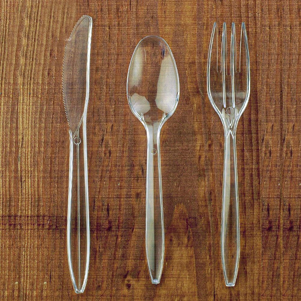 Reusable Spoons Forks Knives Plastic Cutlery Set Heavy Duty Catering Weddings