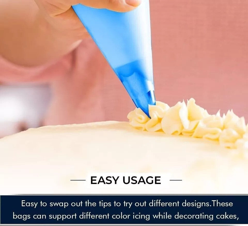 10 x Icing Piping Bags Blue Non Sticky Disposable Cake Decoration Savoy Bag 21"