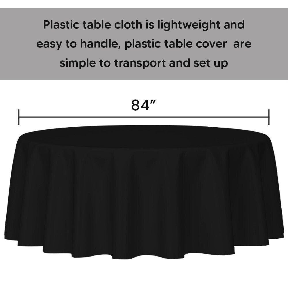 Plastic Table Cloths 84" (213cm) Black Heavy Duty Plastic Table Covers
