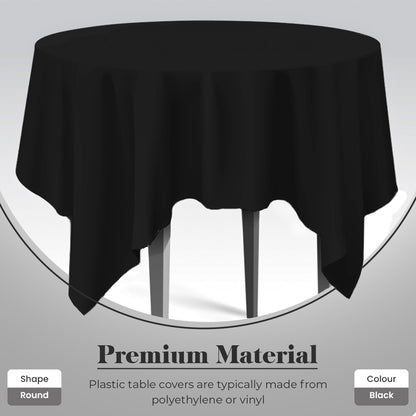 Plastic Table Cloths 84" (213cm) Black Heavy Duty Plastic Table Covers