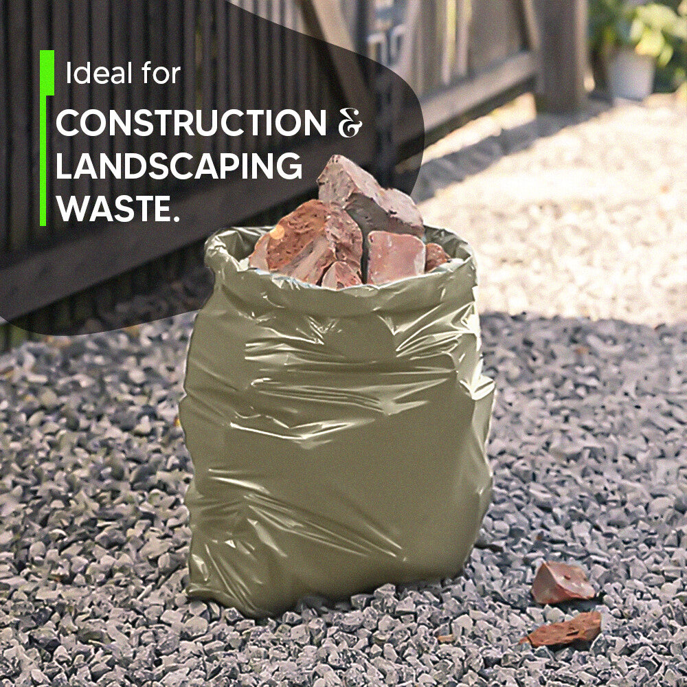 Rubble Sacks Heavy Duty 36" x 48" 350Gauge MILLITARY Green Builder Wastage Bags