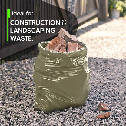 Rubble Sacks Heavy Duty 36" x 48" 350Gauge MILLITARY Green Builder Wastage Bags