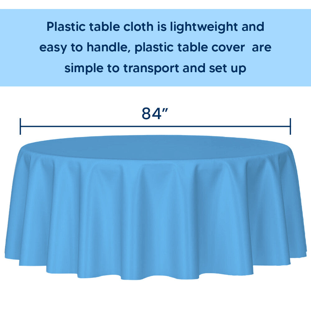 Plastic Table Cloths 84" (213cm) Baby Blue Heavy Duty Plastic Table Covers
