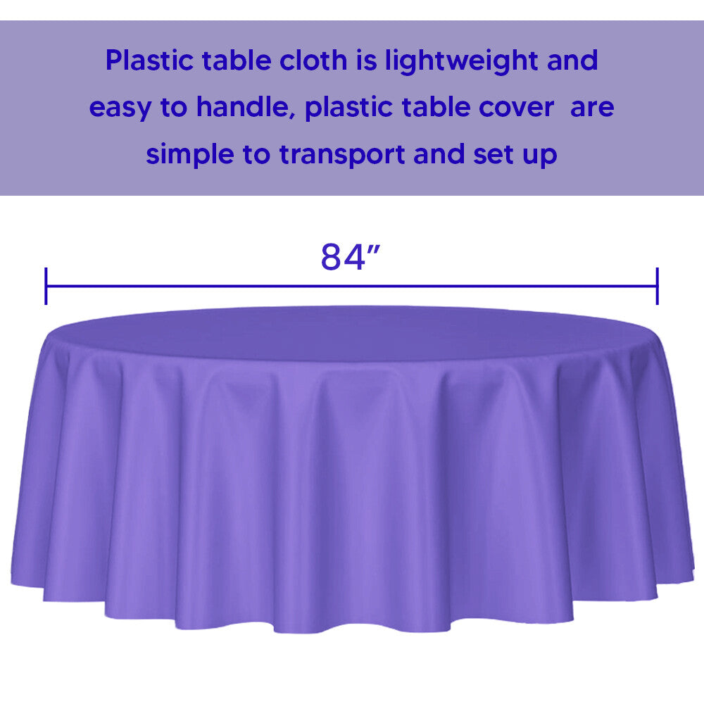 Plastic Table Cloths 84" (213cm) Purple Heavy Duty Plastic Reusable Table Covers