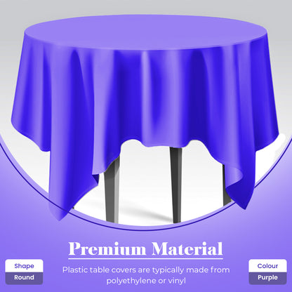 Plastic Table Cloths 84" (213cm) Purple Heavy Duty Plastic Reusable Table Covers