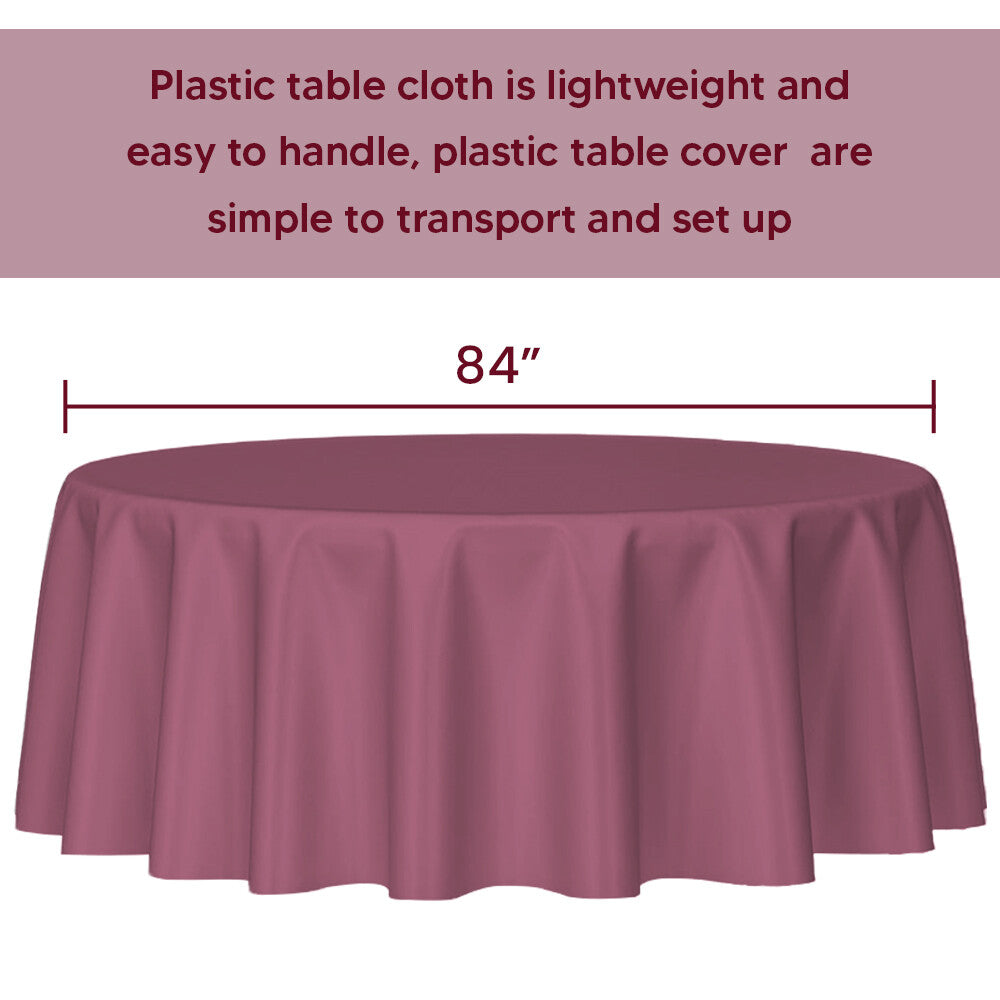 Plastic Table Cloths 84" (213cm) Burgundy Heavy Duty Plastic Table Covers