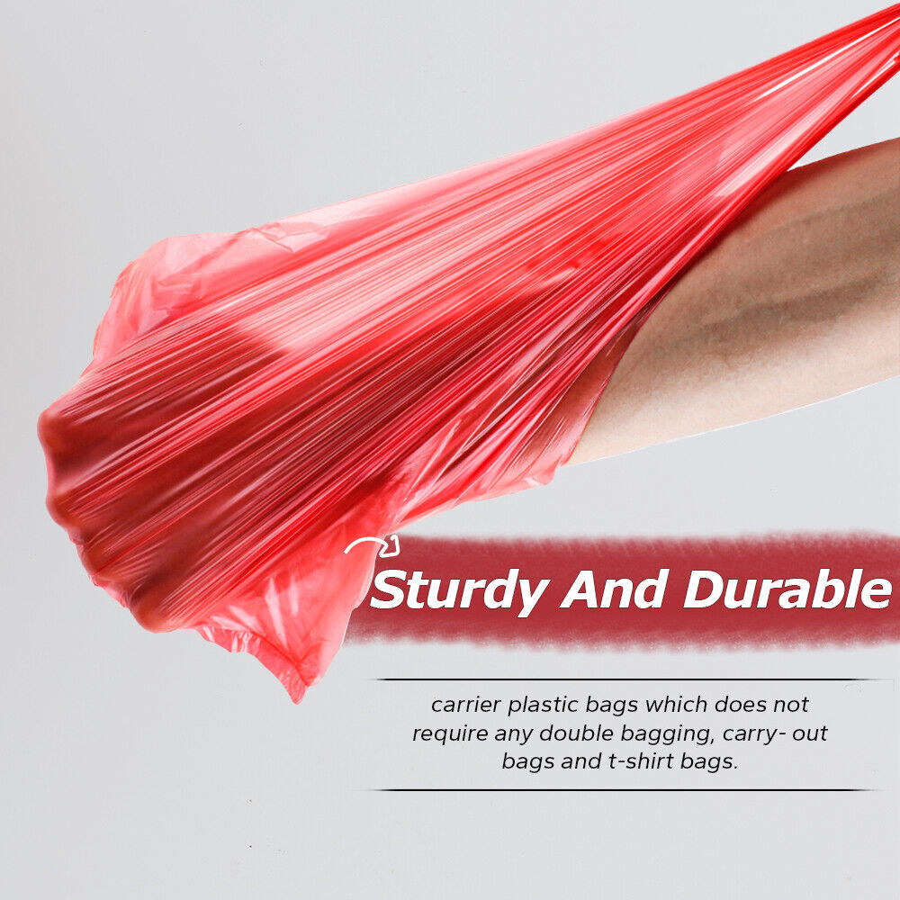 Plastic Vest Style Carrier Bags 11" x 17" x 21" 18mu Red Reusable Carry Bag