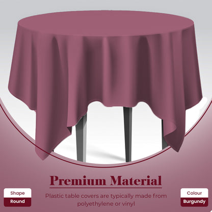 Plastic Table Cloths 84" (213cm) Burgundy Heavy Duty Plastic Table Covers