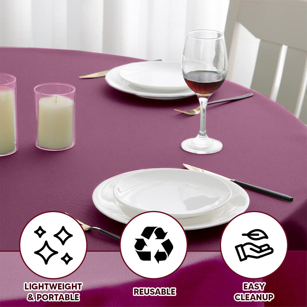 Plastic Table Cloths 84" (213cm) Burgundy Heavy Duty Plastic Table Covers