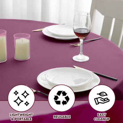 Plastic Table Cloths 84" (213cm) Burgundy Heavy Duty Plastic Table Covers